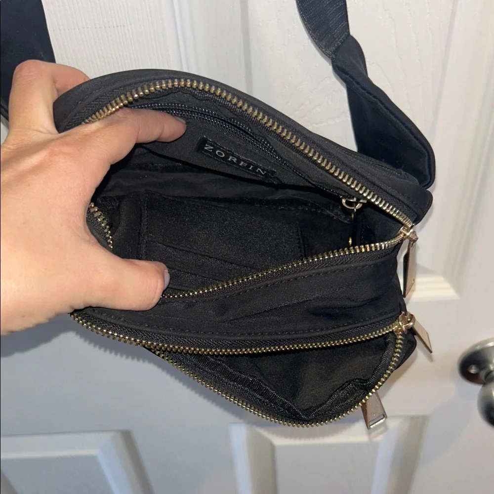 Black Multi-Zip Crossbody/Fanny Pack Bag - Picture 2 of 3